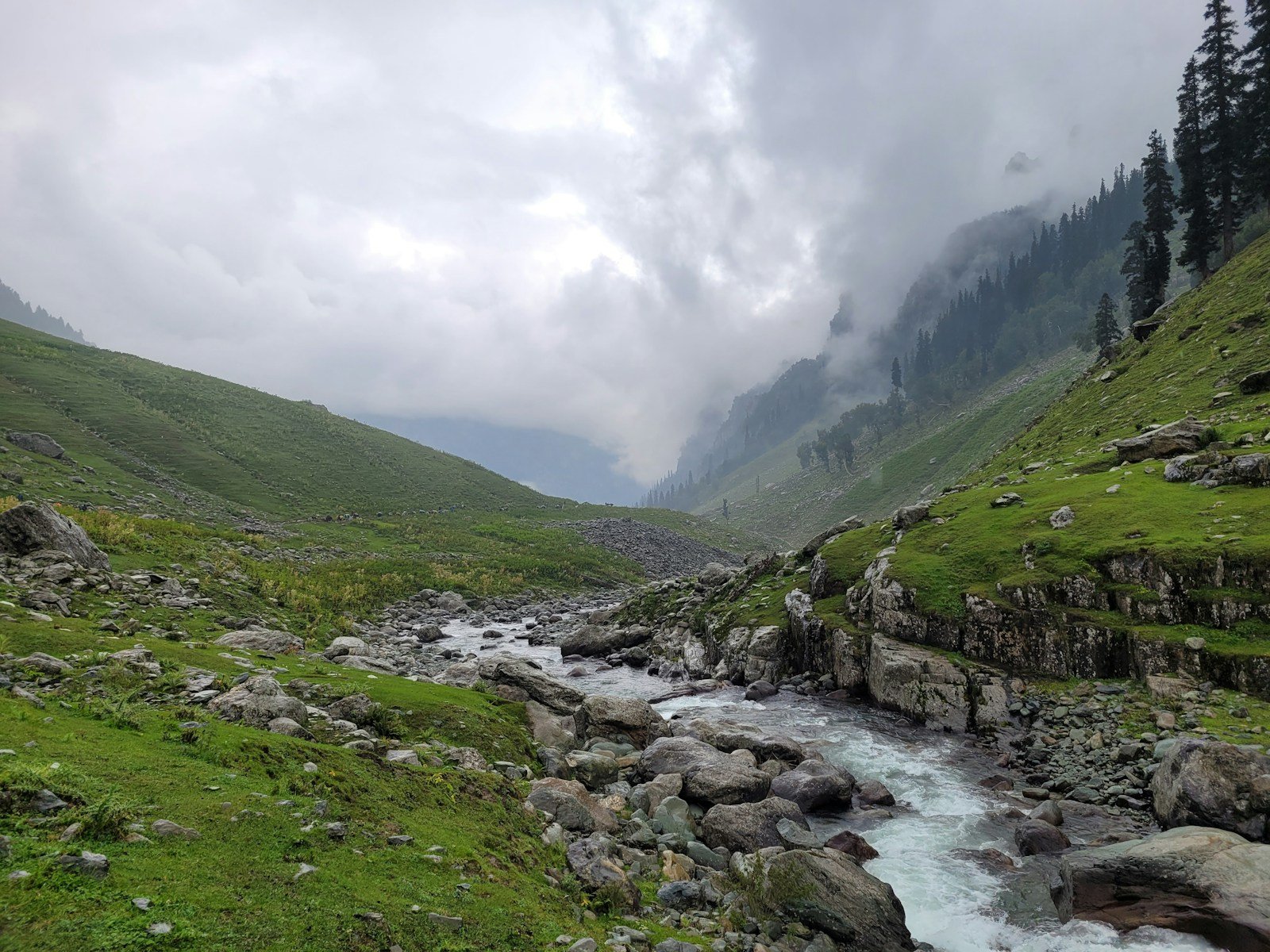 a river running through a valley in sonmarg